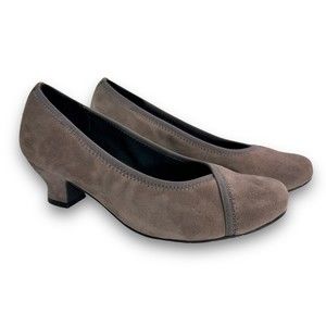 Hotter Comfort Pumps Sz US 7 EU 38 Heel Dress Shoes Monica Suede Beige/Tan Brown